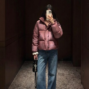 太平鸟羽绒服2025冬装正品粉色面包服A3ACF4606-1499