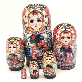 俄罗斯套娃6层红袖姑娘满洲里哈尔滨旅游纪念品节日礼物摆件玩具