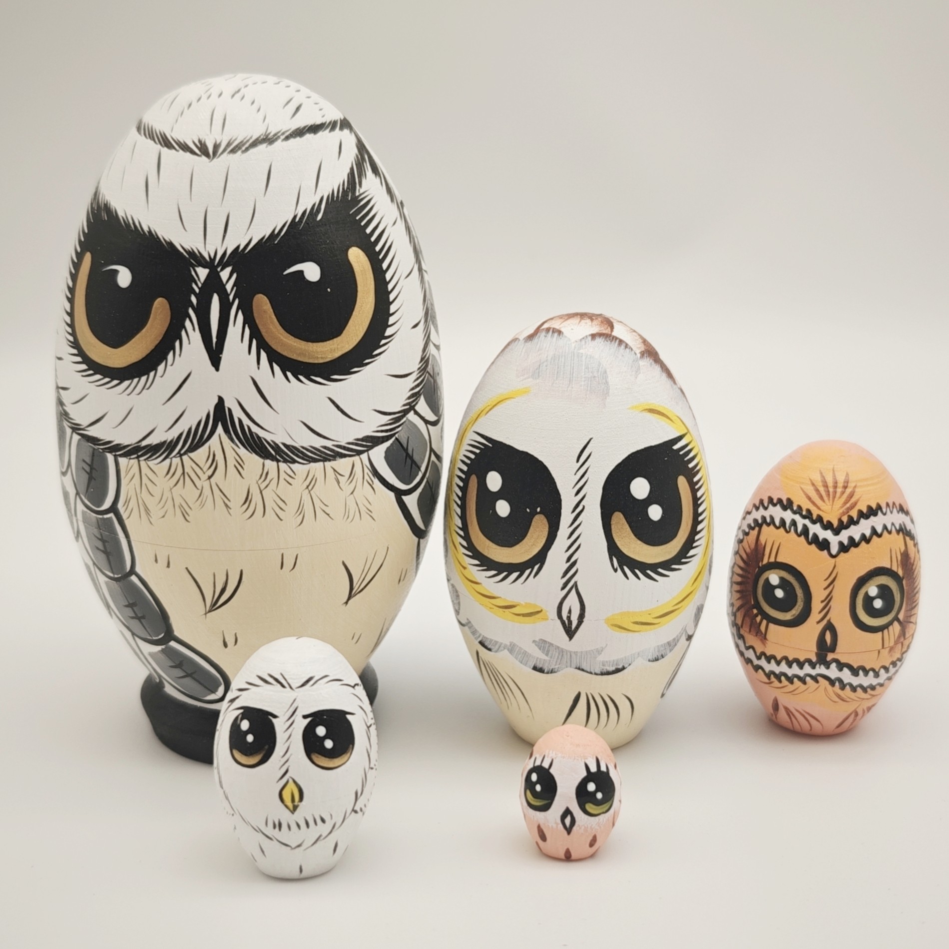 俄罗斯套娃5层蛋形猫头鹰复活节卡通可爱哈尔滨手伴节日礼物玩具,特色手工艺,俄罗斯特色,淘宝优惠券,粉丝福利购,淘宝优惠卷