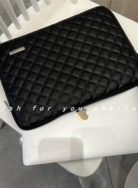 电脑包ins风适用于macBook适用于联想华为内胆包pu防水黑色内胆包