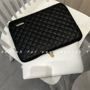 电脑包ins风适用于macBook适用于联想华为内胆包pu防水黑色内胆包