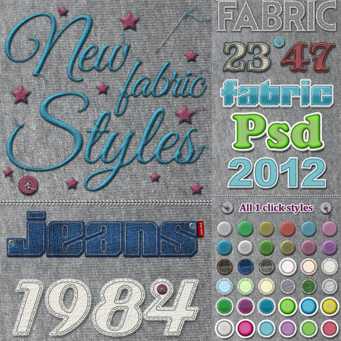 P0813高清PS设计素材纺织面料布料牛仔皮革刺绣PS样式插件ASL+psd