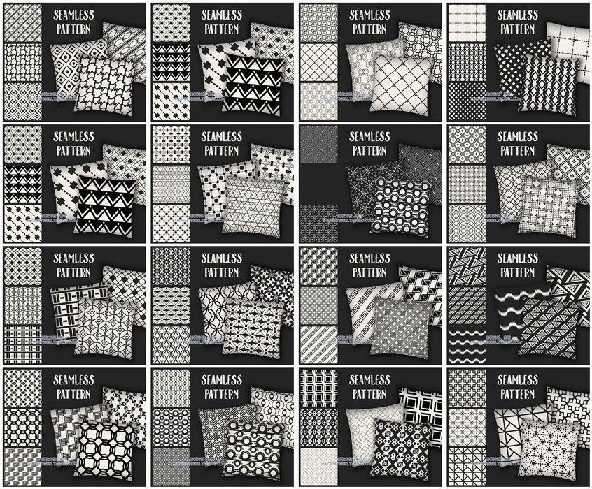 A3804矢量抽象几何图形四方连续抱枕印花图 AI设计素材