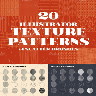 A3813矢量几何木纹线条波点纹理纹样 AI设计素材+swatches插件