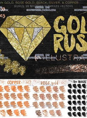 A2656矢量AI色板工具插件Swatches金色银色黑色纹理 AI设计素材