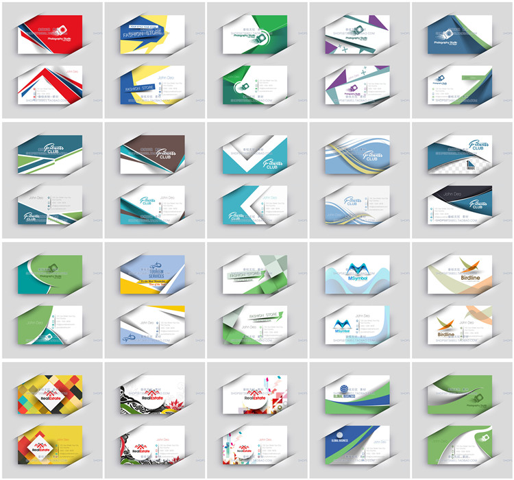 A3757矢量25张商务风格简约几何名片模板 AI设计素材