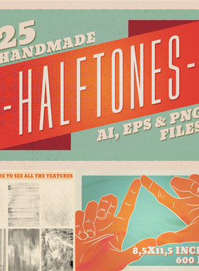A3753矢量25个Halftones风格抽象纹理背景图 AI设计素材+PN高清
