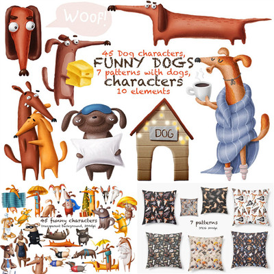 A3783矢量卡通可爱宠物狗狗插画 AI设计素材+PNG格式