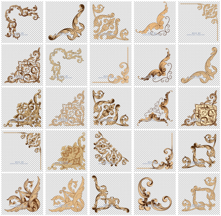 A0619矢量25张复古欧式花纹角装饰元素图 AI设计素材