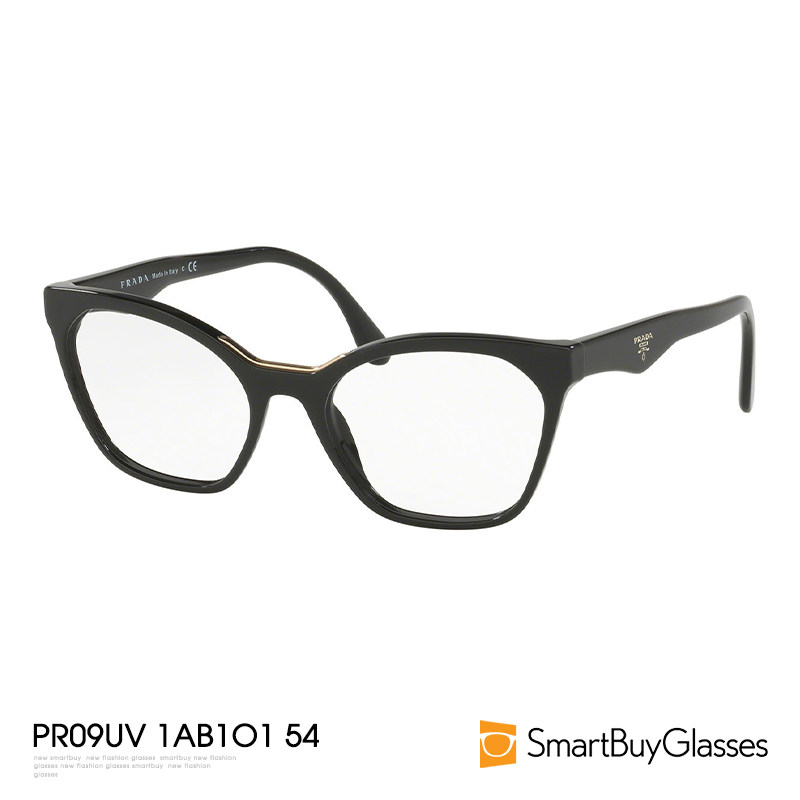 PRADA普拉达塑料眼镜框可配镜时尚女简约黑色猫眼眼镜PR09UV