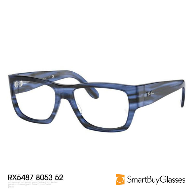 Rayban雷朋框架眼镜正品男女条纹蓝大气职场稳重男女框架镜RX5487
