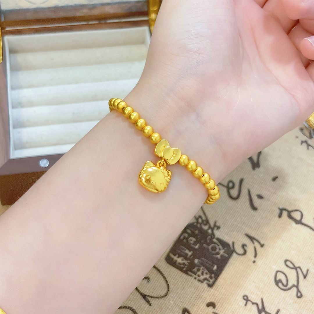 黄金色凯蒂猫圆珠手链