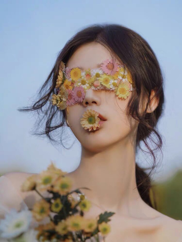 蒙眼丝带布条遮眼睛纱巾挡眼布飘带蒙眼睛拍照道具眼罩干花眼纱带
