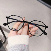 近视眼镜男潮变色防蓝光辐射平光护眼素颜神器可配度数黑圆框架女