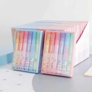 软头三角杆荧光笔学生专用划重点荧光笔格纹学院大容量单头记号笔