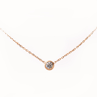 奥米迪奥18K玫瑰金彩金单钻石项链女款配饰细锁骨链唐嫣同款颈链