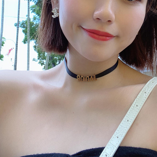 奥米迪奥D字母锁骨链J字母系列choker项链复古做旧轻奢百搭颈链