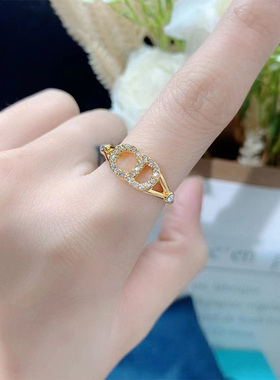 奥米迪奥字母cd镶钻戒指食指戒指