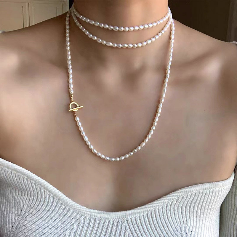 长款天然淡水珍珠多层项链女冷淡风高级感锁骨链网红爆款百搭颈链