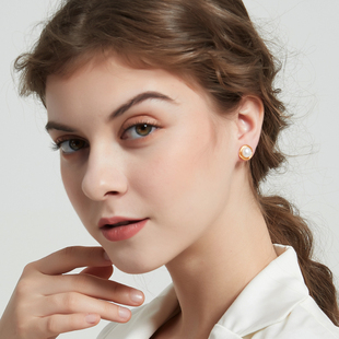 奥米迪奥天然珍珠鸟巢耳钉耳环气质百搭高级感耳饰日韩简约全新女