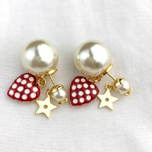 奥米迪奥爱心星星珍珠耳钉银简约双面日韩耳环气质百搭新潮款耳饰