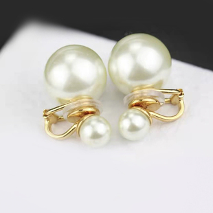 奥米迪奥大小珍珠耳夹无耳洞高级感气质小香风耳环气质无孔耳饰