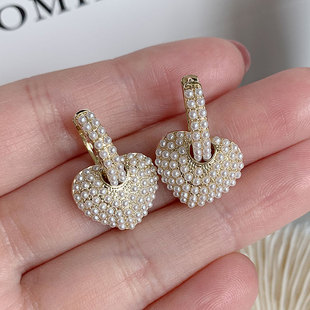 奥米迪奥立体爱心珍珠耳环2025年新款潮耳钉女气质高级大气ins风