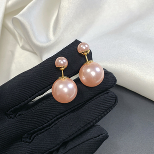 奥米迪奥大小珍珠耳钉女纯银双面两戴耳环轻奢气质高级感春夏耳饰