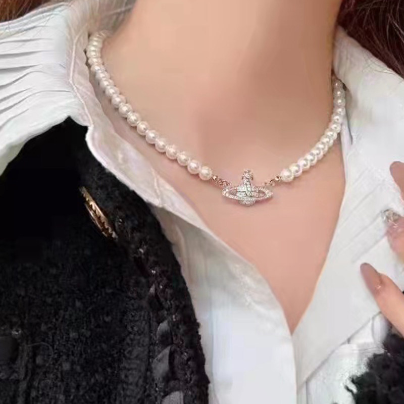 土星珍珠项链日韩锁骨链女春夏