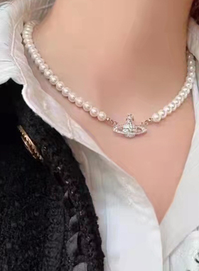 土星珍珠项链日韩锁骨链女春夏