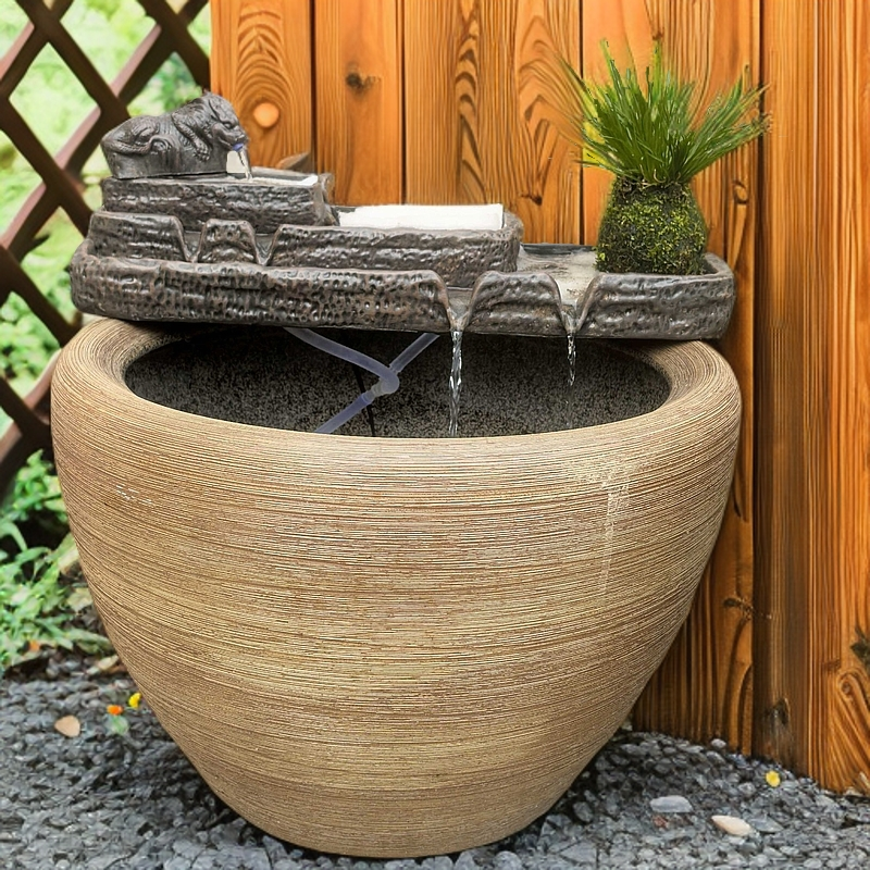 鱼缸循环水流水摆件循环流水器鱼缸增氧造景创意庭院鱼池装饰配件