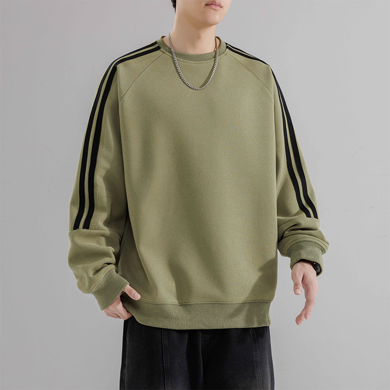 新款秋季卫衣男宽松圆领套头上衣青年户外运动服高级感大学生外套