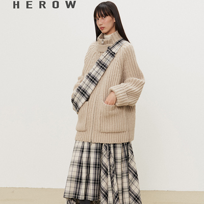 全羊毛重磅粗棒针拉链毛衣外套