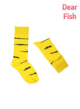DEARFISH【小虎】2025春夏新款柠檬黄中筒女袜棉时尚设计师高颜值