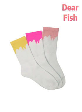 DEARFISH【冰淇淋】2025春夏棉新款柠檬黄女袜时尚透气袜樱花粉