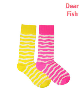 DEARFISH【玛卡龙】2025春夏新款柠檬黄中筒女袜棉时尚设计高颜