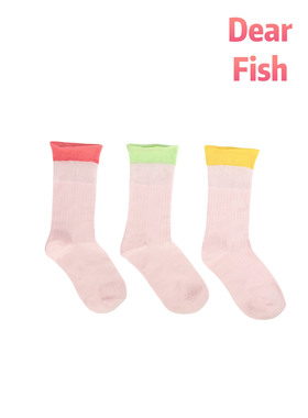 DEARFISH【薄荷曼波】2025春夏薄透棉新款柠檬黄女袜时尚透气袜粉