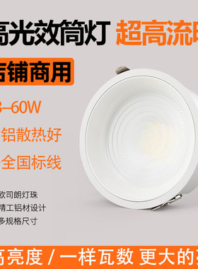 筒灯led嵌入式12超亮开孔15公分商铺工程6寸30W18寸大功率天花灯