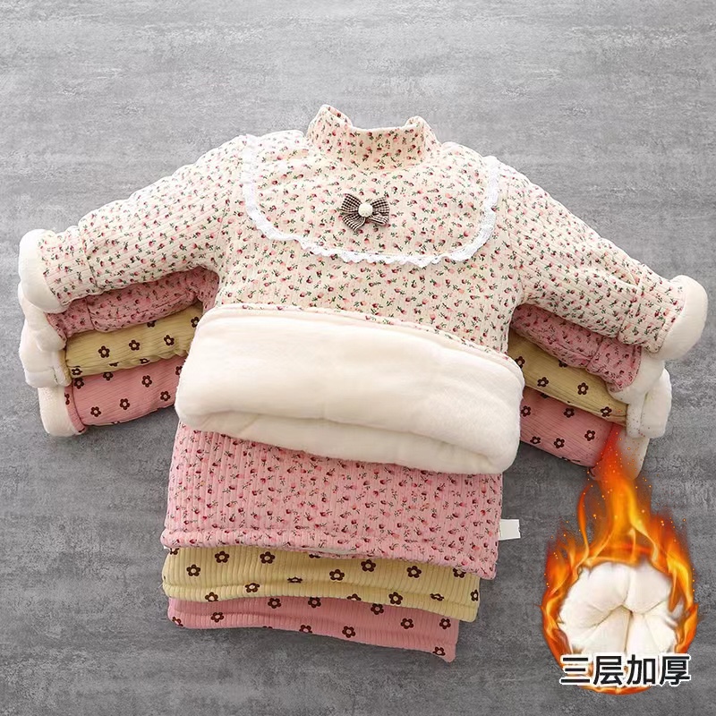 女童宝宝洋气加绒厚实衣卫衣儿童2025新款秋冬装上衣棉衣婴幼童装