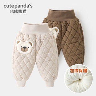 男童外穿加绒保暖裤 一条过冬女宝宝三层加厚夹棉长裤 冬季 儿童棉裤
