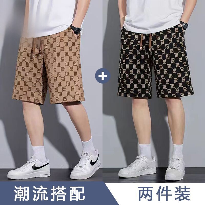 短裤男士2026夏季冰丝速干潮牌痞帅宽松运动外穿休闲五分中裤子图片