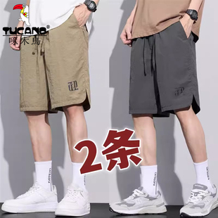 男夏季 裤 薄款 运动五分大码 宽松直筒休闲短裤 啄木鸟冰丝速干五分裤