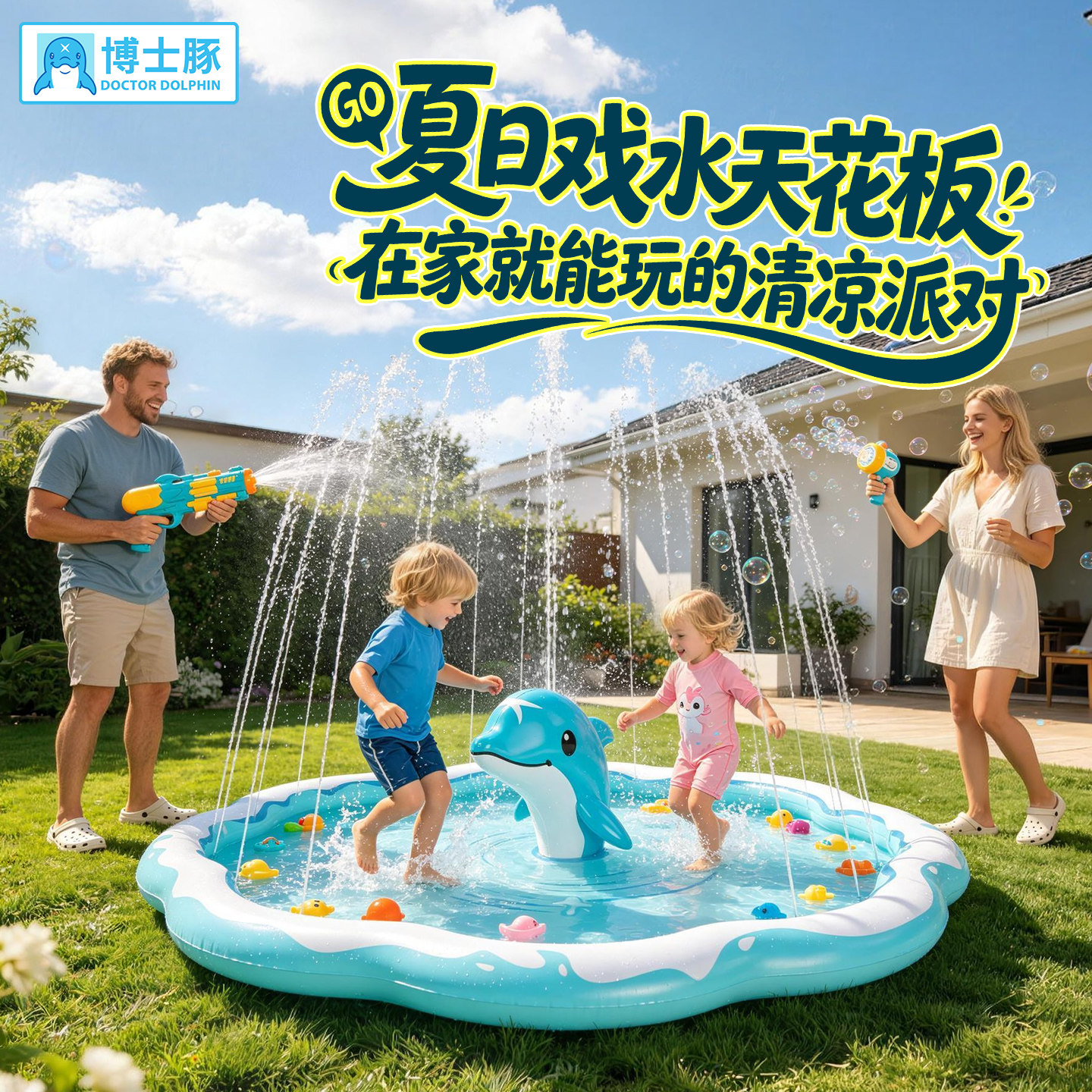 博士豚夏季儿童户外喷水垫玩具
