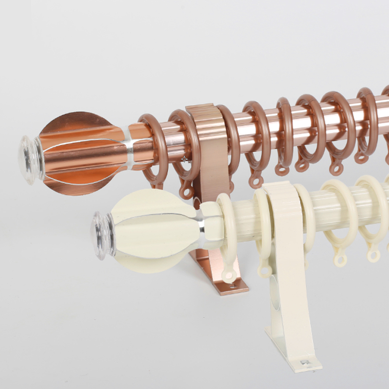 现代北欧风静音白色弯轨道罗马杆