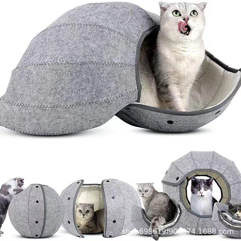 猫可猫咪窝狗窝宠物窝洞穴隧道半封闭式垫机洗折叠环保毛毡狗床