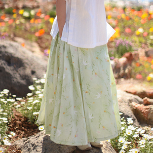 素马面裙半裙 纯棉印花汉元 杏林春燕 3.27折扣结束