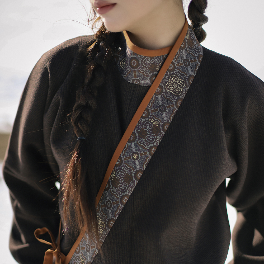 杉水集原创魏晋风曲领衫加绒