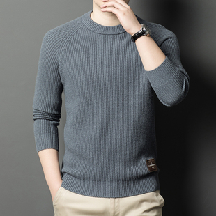 26支双纱加厚羊毛衫正反元宝针高级肌理感重磅秋冬圆领针织打底衫