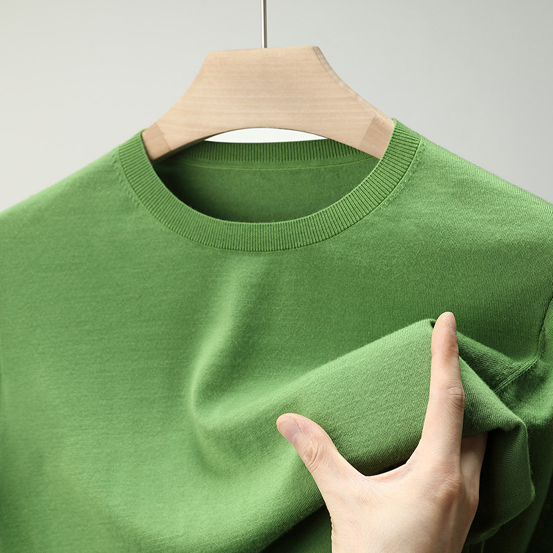 超细高支100%美丽诺精纺羊毛衫男