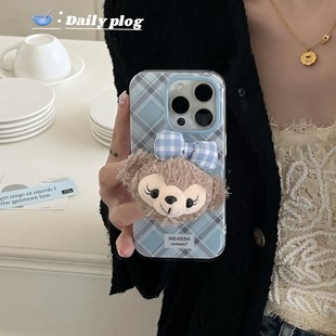 卡通秋冬毛绒适用iphone141516promax支架手机壳1213苹果保护套